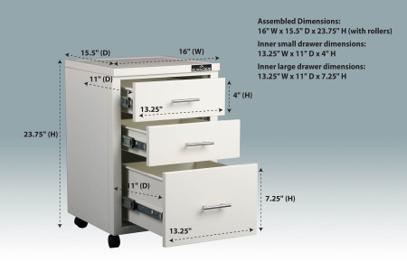 BLACKCOMB 3-drawer Steel Cabinet, Ivory